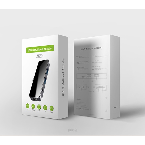 USB Type C 6-in-1 Hub Charging Dock Includes USB 3.0, PD, TF, SD, & HDMI Ports - Picture 2 of 6